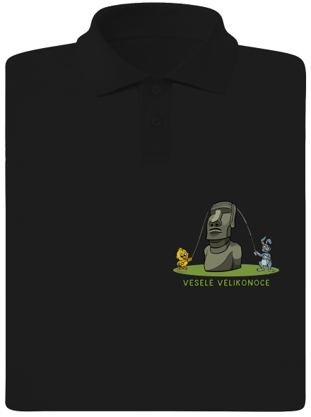 Velikonoční Moai pánská polokošile Black