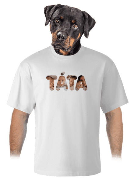 Nápis táta z vlastních fotek unisex tričko oversized White