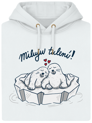 Miluju tulení unisex mikina premium Snowwhite