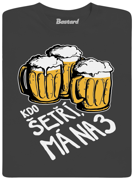 Kdo šetří, má na tři pánské dlouhý rukáv Dark Grey