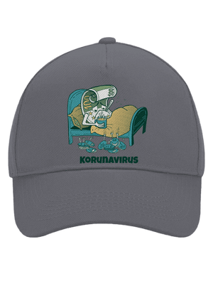 Korunavirus v posteli kšiltovka baseballka Graphite grey
