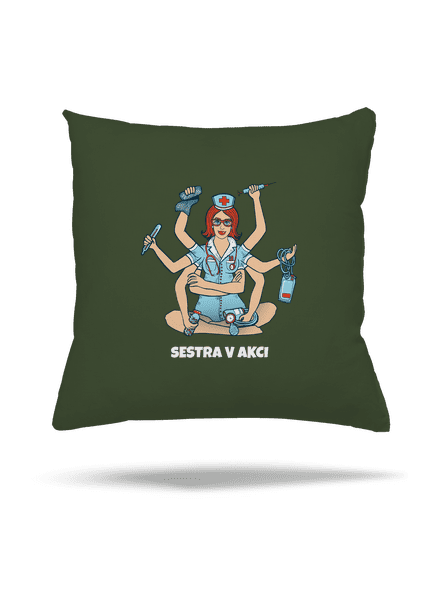Sestra v akci polštář Olive Green
