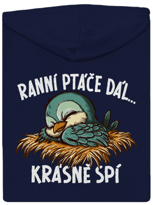 Ranní ptáče spí pánská mikina na zip Navy