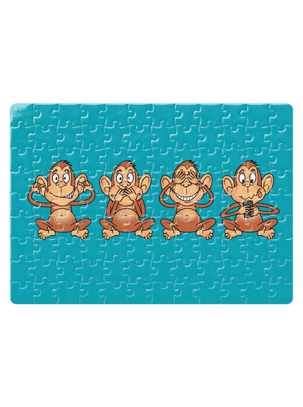 Opička s mobilem puzzle White