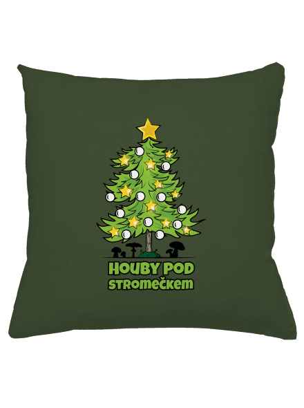 Houby pod stromečkem polštář Olive Green