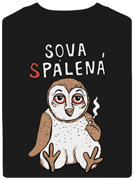 Sova Pálená unisex mikina bez kapuce Black