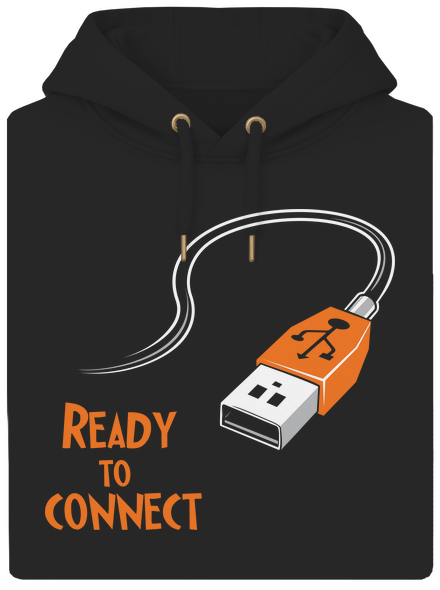 USB připojení unisex mikina premium Dark Black