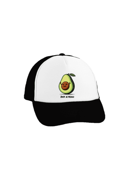 Život je pecka kšiltovka truckerka Black cap