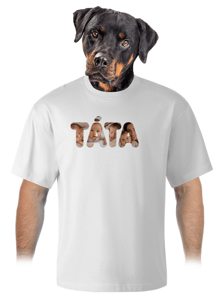 Nápis táta z vlastních fotek unisex tričko oversized White