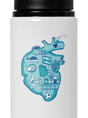 Srdce bije pro  lahev na vodu White