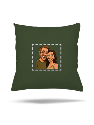 Karikatura z vlastní fotky polštář Olive Green