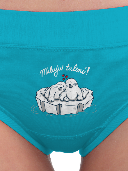 Miluju tulení dámské kalhotky Turquoise