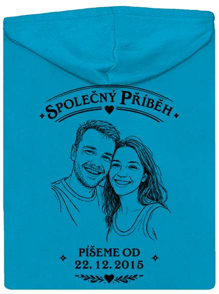 Společný příběh z vlastní fotky dámská mikina na zip Blue Atol