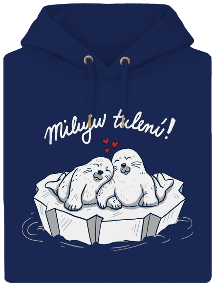 Miluju tulení unisex mikina premium Navy