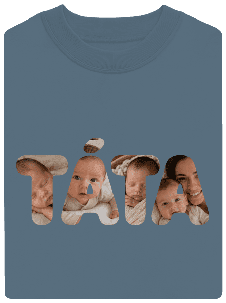 Nápis táta z vlastních fotek unisex mikina bez kapuce Nordic Blue