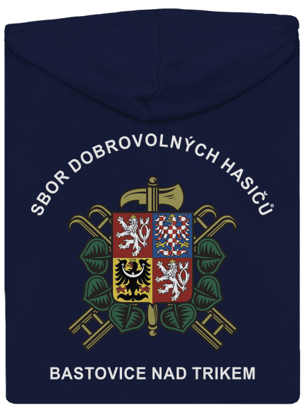 Sbor dobrovolných hasičů s vlastním erbem obce pánská mikina na zip Navy