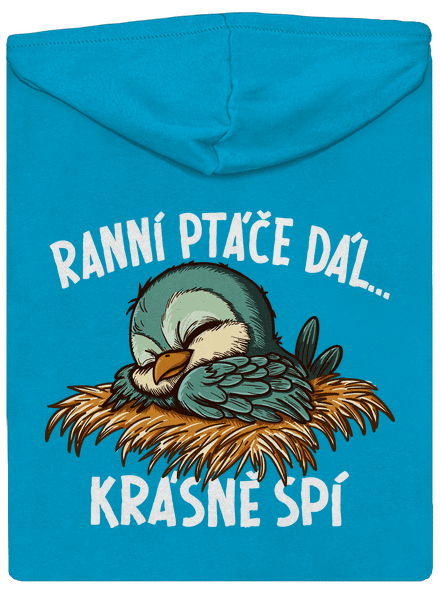 Ranní ptáče spí dámská mikina na zip Blue Atol