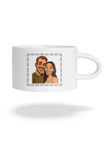 Karikatura z vlastní fotky hrnek makronka White