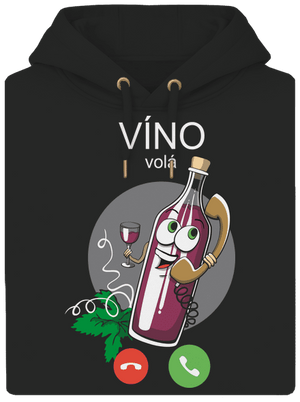 Červené víno volá unisex mikina premium Dark Black