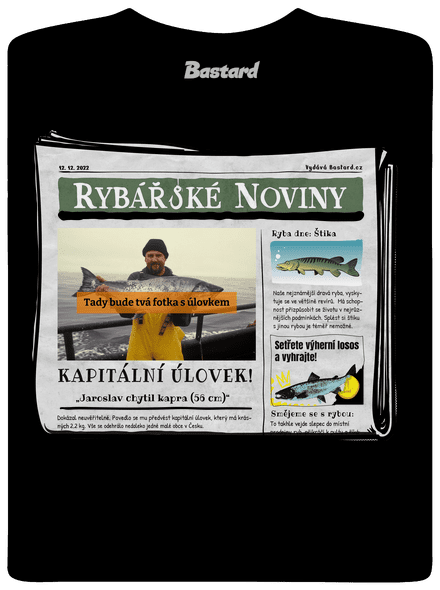 Rybářské noviny pánské tričko Black