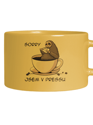 V pressu hrnek makronka Yellow Macaron