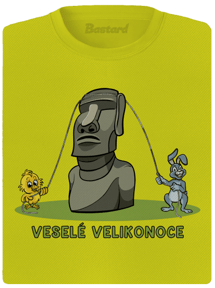 Velikonoční Moai dámské sportovní tričko Neon Yellow