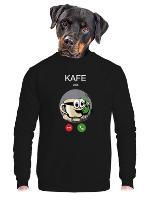 Kafe volá unisex mikina bez kapuce Black