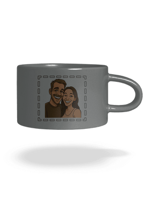 Karikatura z vlastní fotky hrnek makronka Grey Macaron