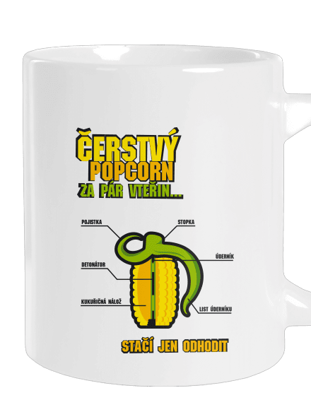 Čerstvý popcorn velký hrnek White