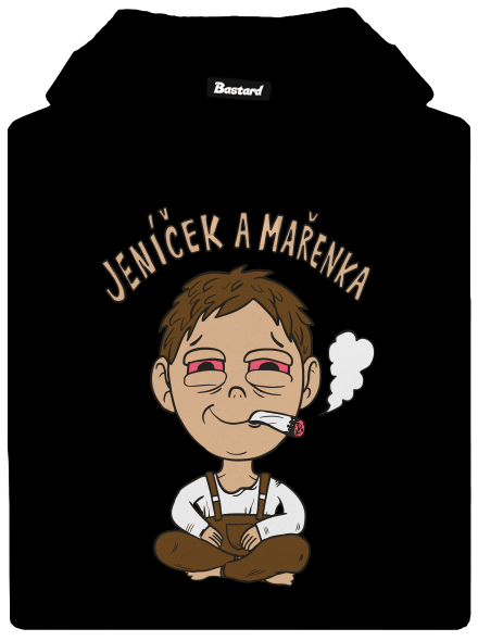 Jeníček a mařenka pánská mikina klokanka Black
