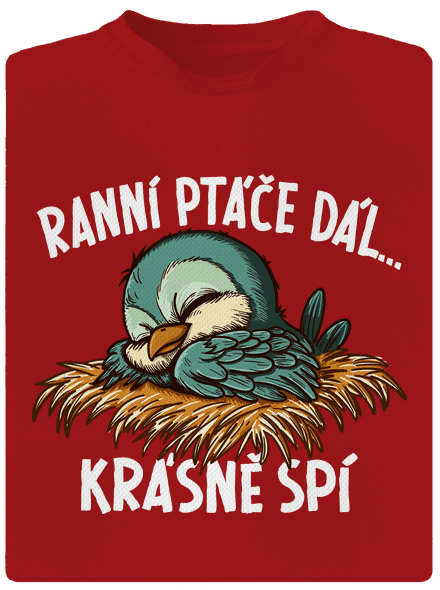Ranní ptáče spí pánské sportovní tričko Red Mal