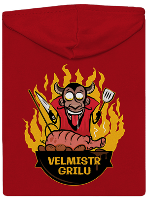 Velmistr grilu pánská mikina na zip Red
