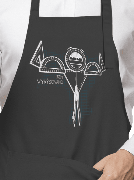 Vyrýsovanej zástěra Dark Grey