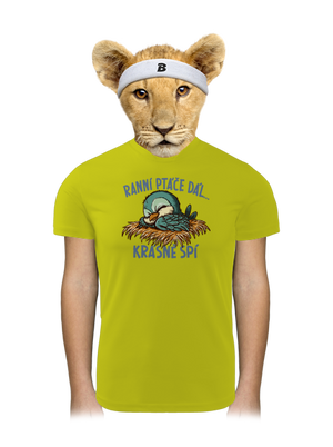 Ranní ptáče spí dětské sportovní tričko Neon Yellow