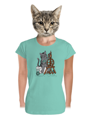 Kočka přede dámské tričko premium Mint Mal