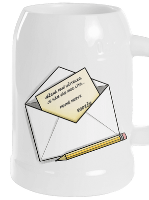 Dopis učitelce půllitr White