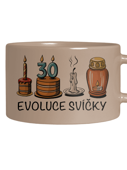 Evoluce svíčky hrnek makronka Brown Macaron