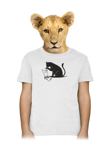 Kočka a sklenice dětské tričko White