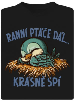 Ranní ptáče spí dětské sportovní tričko Black