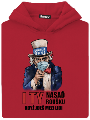 Nasaď roušku dětská mikina klokanka Fire Red