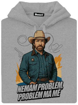 B19: Chuck Norris z Walker, Texas Ranger pánská mikina klokanka Light Melange