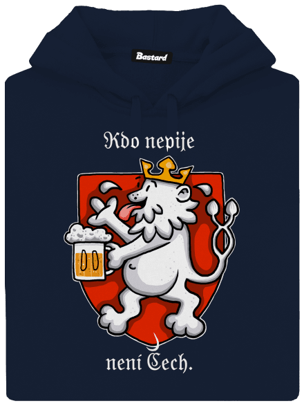 Kdo nepije, není Čech pánská mikina klokanka Navy