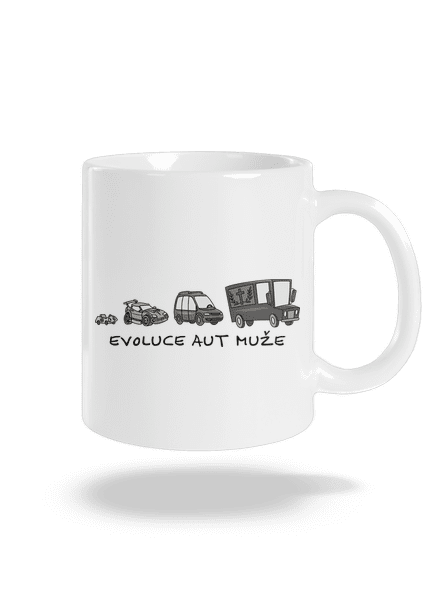 Evoluce aut muže klasický hrnek White