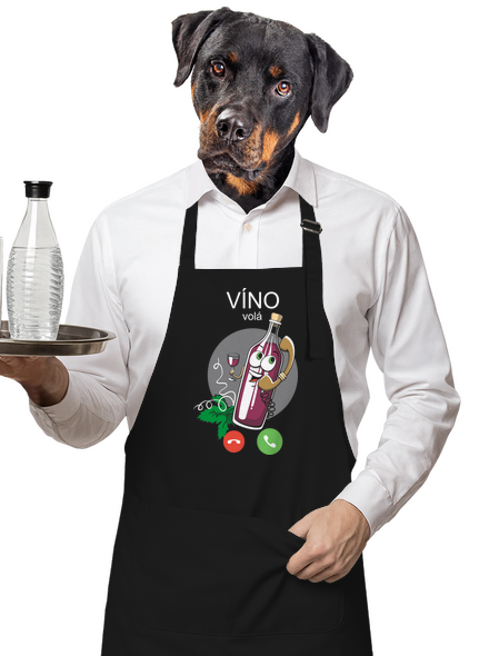 Červené víno volá zástěra Black