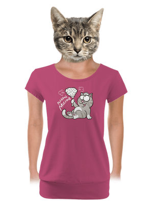 Macek a Micina dámské tričko s lemem Magenta