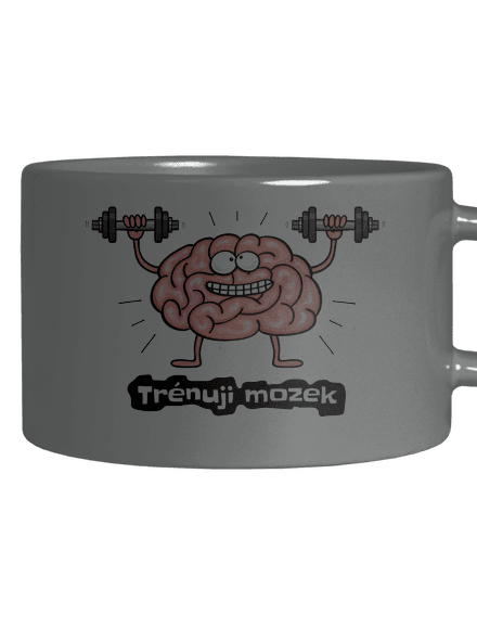 Trénuji mozek hrnek makronka Grey Macaron