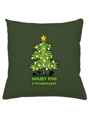 Houby pod stromečkem polštář Olive Green