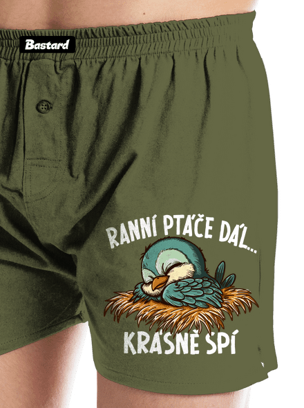 Ranní ptáče spí pánské trenky Khaki
