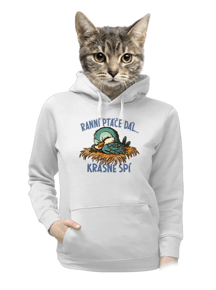 Ranní ptáče spí dámská mikina klokanka White