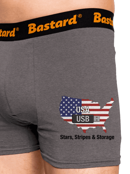 USA a USB boxerky Gray Melange